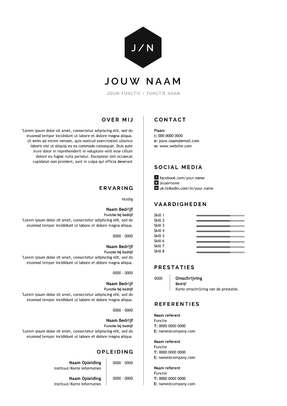 Cv Voorbeeld Word Professionele Gratis CV Templates