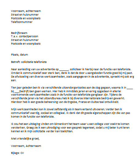 Sollicitatiebrief voorbeeld