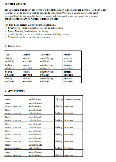 Voorbeeld Draaiboek